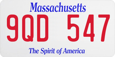 MA license plate 9QD547
