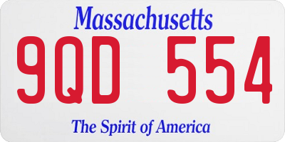 MA license plate 9QD554
