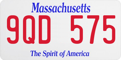 MA license plate 9QD575