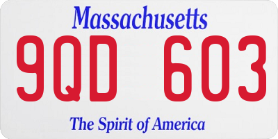 MA license plate 9QD603