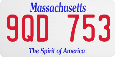 MA license plate 9QD753