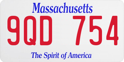 MA license plate 9QD754