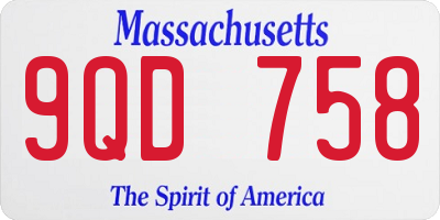 MA license plate 9QD758