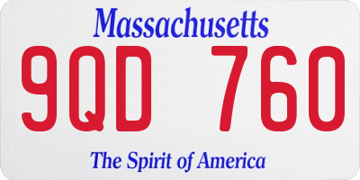 MA license plate 9QD760