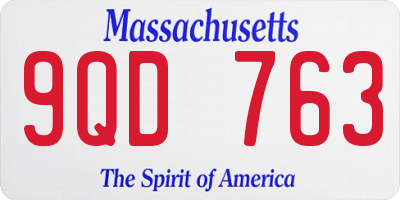 MA license plate 9QD763