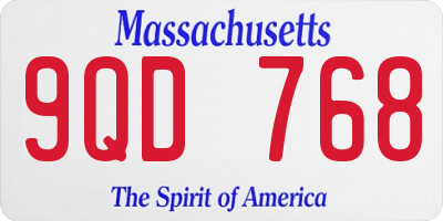 MA license plate 9QD768
