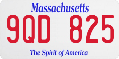 MA license plate 9QD825