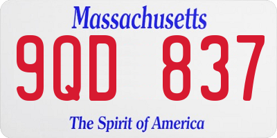 MA license plate 9QD837