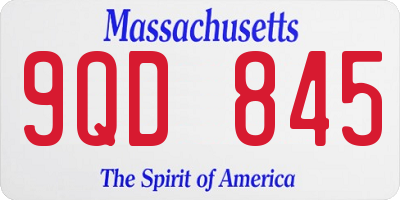 MA license plate 9QD845