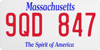 MA license plate 9QD847