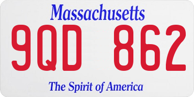 MA license plate 9QD862