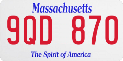 MA license plate 9QD870