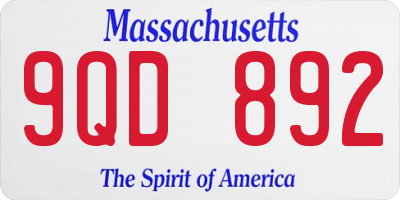 MA license plate 9QD892