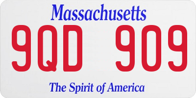 MA license plate 9QD909