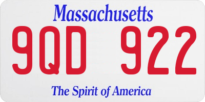 MA license plate 9QD922