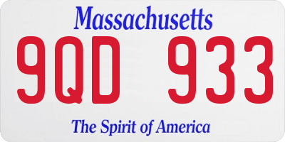 MA license plate 9QD933