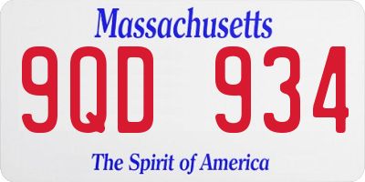 MA license plate 9QD934