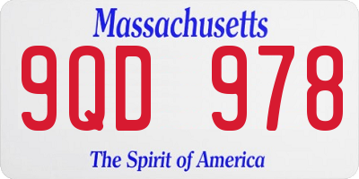 MA license plate 9QD978