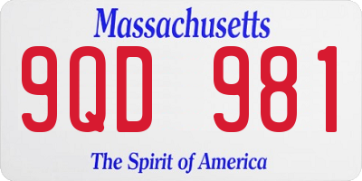 MA license plate 9QD981