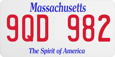 MA license plate 9QD982