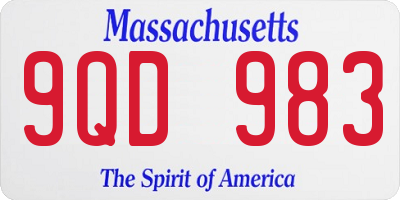 MA license plate 9QD983