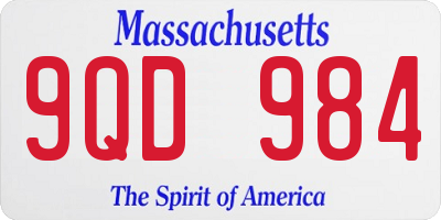 MA license plate 9QD984
