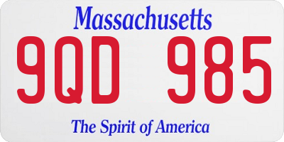 MA license plate 9QD985
