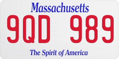 MA license plate 9QD989