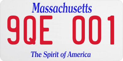 MA license plate 9QE001