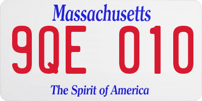 MA license plate 9QE010