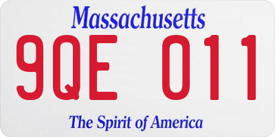 MA license plate 9QE011