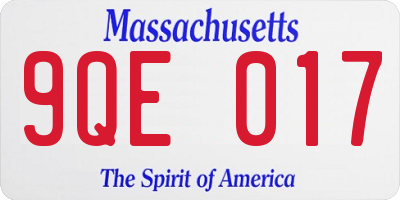 MA license plate 9QE017