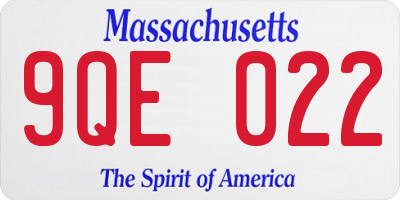MA license plate 9QE022