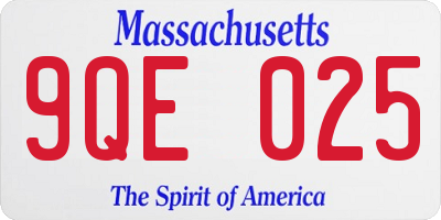 MA license plate 9QE025
