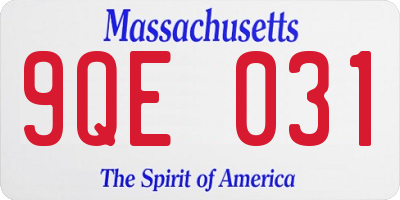 MA license plate 9QE031