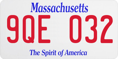 MA license plate 9QE032