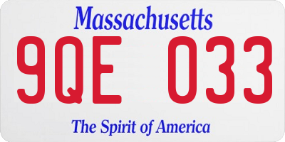 MA license plate 9QE033