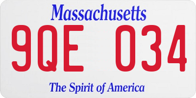 MA license plate 9QE034