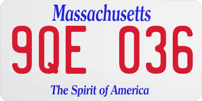 MA license plate 9QE036