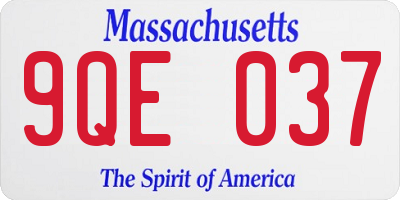 MA license plate 9QE037