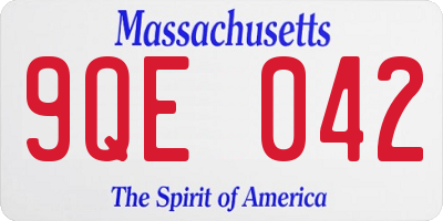 MA license plate 9QE042