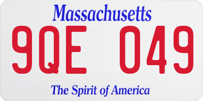 MA license plate 9QE049