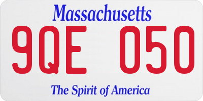 MA license plate 9QE050