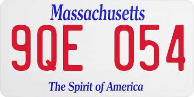 MA license plate 9QE054