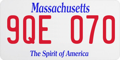 MA license plate 9QE070