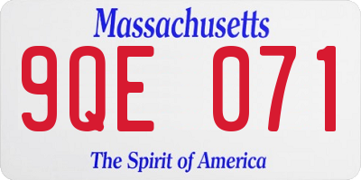 MA license plate 9QE071