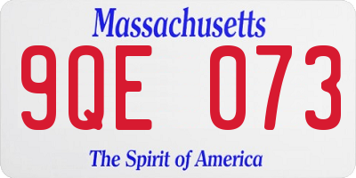MA license plate 9QE073