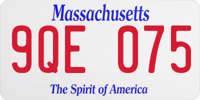 MA license plate 9QE075