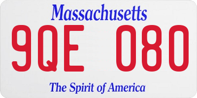 MA license plate 9QE080