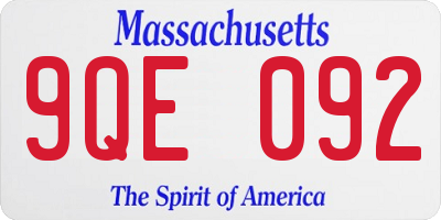 MA license plate 9QE092